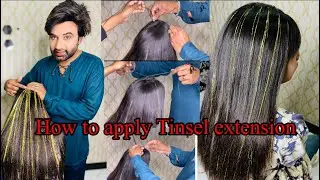 How to apply hair Tinsel step-by-step// Apply hair Tinsel Tutorial// Golden Highlights by SS Salon