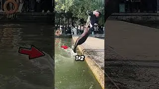 Le ma&icirc;tre Kung-Fu qui d&eacute;fie l'eau avec agilit&eacute; et &eacute;quilibre #kungfu  #acrobaties  #&eacute;quilibre  #defi