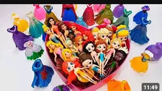 Satisfying Video l How to make Glossy Lolipops in to Rainbow Pool with Disney Princess Cutting ASMR