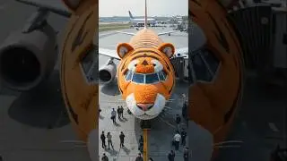 Tiger themed flight ✈️ welcome Aboard enjoy #airplane #airport #tiger #ai #shorts #feedshorts #ai
