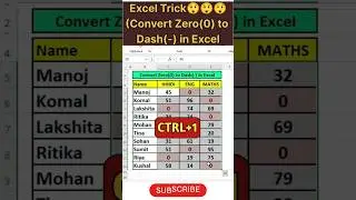 ExcelTrick😲#Convert Zero(0) to Dash(-) in Excel#exceltips#excel#exceltutorial#excelshorts#excelhacks