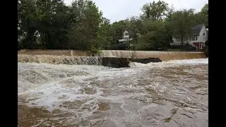 Lassiter Mill Dam flooding  from Hurricane Ian  - Crabtree Creek Flooding