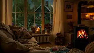 Cozy Spring Reading Nook with Rain Sounds | Relaxing, Warm Fireplace for Studying,Sleeping & Work