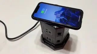 Power Strip Tower Surge Protector with Wireless Charger by BTU
