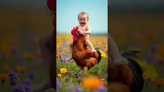 Cute baby with rooster #ai #baby #babytiktok #animal #funny #viral #shorts #cute #trending
