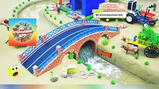 Diy mini tractor Builds Strong Brick Bridge + Underground Water Tank | Science Project 