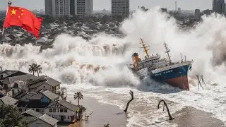China in CHAOS Today! Super Typhoon Kajiki DESTROYS Homes & Ships in Hainan