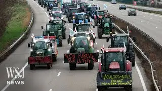 French Farmers Block Highways With Tractors in Paris &lsquo;Siege&rsquo; | WSJ News