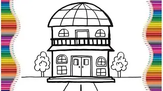 Cara Menggambar Rumah 2 Tingkat 🏠 | Menggambar Rumah Mudah | Drawing for Kids