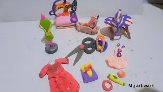 DIY How to Make Polymer Clay Miniature Sewing Machine Set | Sewing Tools and Accessories | M.j art w