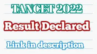 TANCET Exam Result Declared