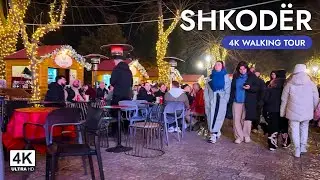 Skadar Noću &ndash; Praznični Sjaj, Shkodra at Night, Albania, Walking Tour, 4K,  3 Januar, 2025