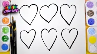 Draw Color Paint Hearts Coloring Page Kids to Learn Painting