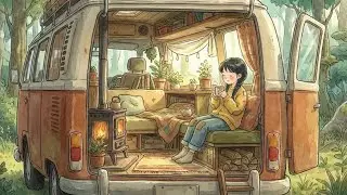 A Serene Day in the Mobile Home: Relaxing Under the Sun in the RV | Ghibli-Style Music & ASMR Sounds