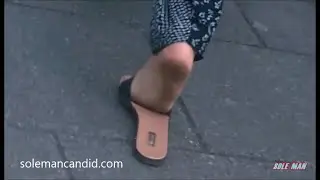 Arab Asian MILF Light Toned Feet Toes & Open Soles Exposure In Flat Sandals Day 2 (Preview)