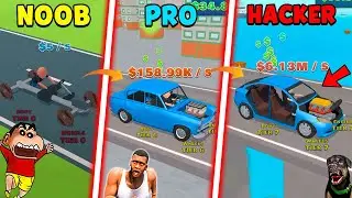 SHINCHAN NOOB vs PRO vs HACKER in IDLE RACER with FRANKLIN & CHOP | DREAM SQUAD