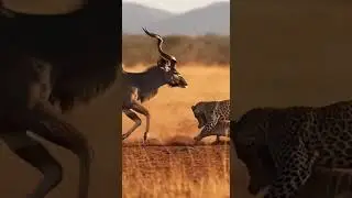 Can this kudu save its calf from the leopard epic showdown #wildlife #nature #predator