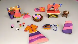 DIY How To Make Polymer Clay Miniature Sewing Machine Set | Sewing Tools and Accessories | Miniature
