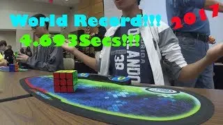 World Record|3 by 3 Cube broken by Patrick Ponce| In 4.69 secs! Slow Motion