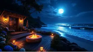 Relaxing Beach Jazz at Midnight | Calm Sleep Music & Ocean Atmosphere