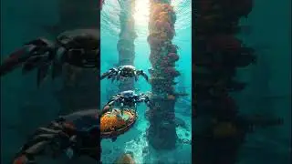 Coral Arcology Megacity &mdash; Robotic Crab Ships & Honeycomb Architecture