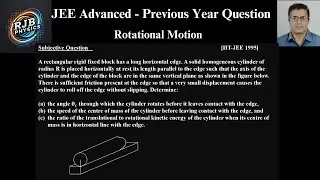 A rectangular rigid fixed block has a long horizontal edge. A solid homogeneous cylinder of radius R