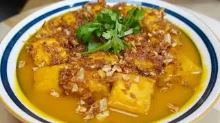 金瓜豆腐这样做😍不仅颜色诱人，味道鲜甜，口感绵密，非常的好吃，而且做法也很简单‼️Pumpkin tofu attractive in color, sweet in taste, delicious