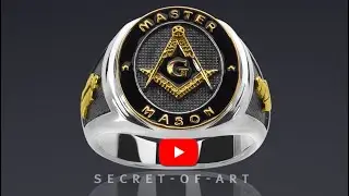Masonic Ring Master Mason Signet Freemason Masonry 925 Silver 24K-Gold-Plated