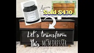 MCM Mid-century modern Dresser Flip || Trying out the Fusion mineral paint (coal black)