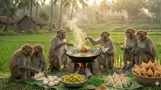 बंदरों ने बना डाला एक बहुत बड़ा समोसा| The Monkeys Made A Huge Samosa