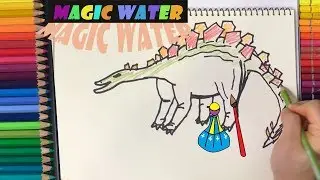 drawing dinosaur (Stegosaurus) learn colors with coloring page for kids | cuento parvulo, para ninos