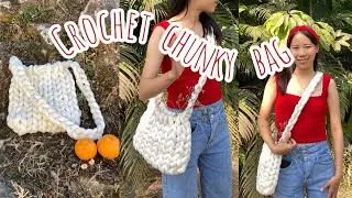 How to Finger Crochet a chunky bag | no sew/darning needle required ❌