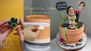 Plantita Themed Fondant Cake Tutorial / Succulent Plants Fondant Cake Design / Realistic Face Topper