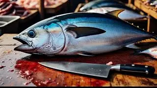 Everyday of My Life ❗🔥 Exploring Sorong Fish Market live broadcast of yellowfin tuna cutting