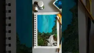Waterfall Painting 🎨🖌️#waterfall #waterfallpainting #painting #scenerypainting #easy #viral #simple