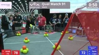 VEX Worlds 2016 - VRC High School - Math - Qual 91 (6526D 778) 169 vs 132 (7925A 1138G)