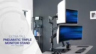 STAND-V300FG Pneumatic Arm Triple Ultrawide Monitor Extra Tall Desk Stand by VIVO