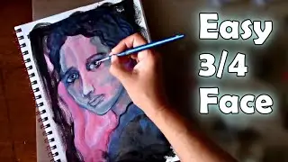 Making an art journal page | painting a 3/4 face step by step | #ThinkPinkArt