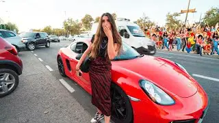 RECOGIENDO a mi NOVIA por SORPRESA de la UNIVERSIDAD con un PORSCHE **ASI REACCIONA**