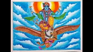Lord Vishnu on Garuda acrylic painting | Lord Vishnu