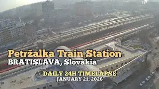 Petržalka Train Station - Daily Timelapse: January 21, 2026 [Bratislava, Slovakia]