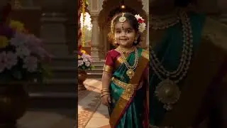 #AdorableIndianBabyGirl #TraditionalGreenSaree #GoldJewelry #TempleBackground #AIImagePrompt