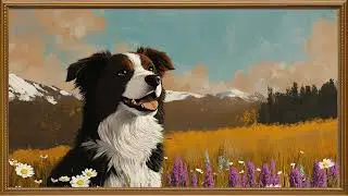 Noble Dogs in Golden Frames | 4K TV Screensaver | 12 Hrs | Ambient Piano