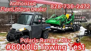 Polaris Ranger EV FleetLithium Powered #6000lb Towing Test Up Snow/Ice covered Hill