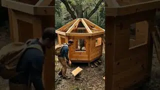 Cozy Forest Cabin Build | Relaxing Construction Timelapse 🌲🏡 #satisfying #timelapse#relaxing#cozy