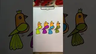 4 Beautiful Color Birds Drawing 🐦 | Easy & Satisfying Art for Beginners