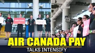 Hundreds of cabin crew members protest against unpaid labor, threaten strike as talks intensify