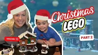 Mom and Son Building a Christmas Lego House (Part 2)