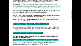 Introduction to Engineering Mathematics and its applications