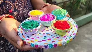 DIY Holi Platters | Mini Holi Color Pots with Newspaper | Holi Decoration Craft Ideas